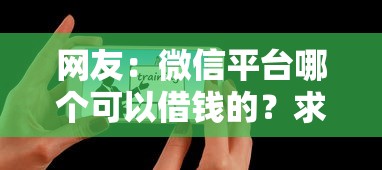 网友：微信平台哪个可以借钱的？求介绍几款到底什么软件可以借钱黑户