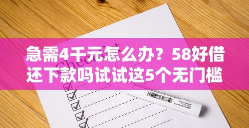 急需4千元怎么办?58好借还下款吗试试这5个无门槛平台 急需4千元怎么办?58好借还下款吗试试这5个无门槛平台