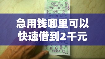 急用钱哪里可以快速借到2千元无门槛本月借款平台力荐！分享小额网贷口子2千元无门槛借款