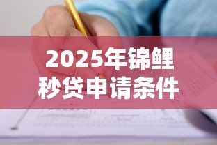 2025年锦鲤秒贷申请条件：罗列五个大型贷款平台