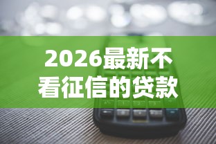 2026最新不看征信的贷款平台（支持微信），7个征信花了还能借钱的平台无私分享