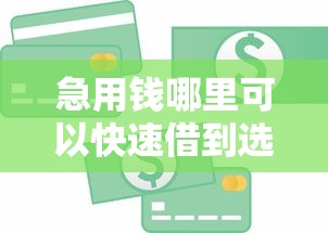 急用钱哪里可以快速借到选哪个平台？8个黑户可快速办理小额贷款业务的平台推荐