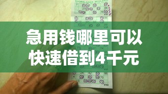 急用钱哪里可以快速借到4千元无门槛本月借款平台力荐！分享小额网贷口子4千元无门槛借款