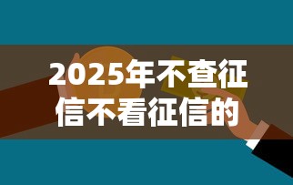 2025年不查征信不看征信的口子：推荐五个十七岁可以贷款的平台