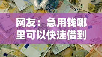 网友：急用钱哪里可以快速借到？求介绍几款贷款平台不用人脸识别