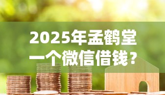 2025年孟鹤堂一个微信借钱？公布5个信用好的贷款平台