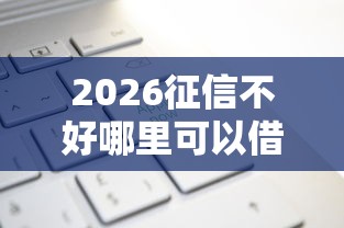 2026征信不好哪里可以借钱，差4千元就选这6个平台
