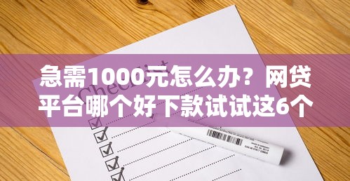 急需1000元怎么办？网贷平台哪个好下款试试这6个无门槛平台