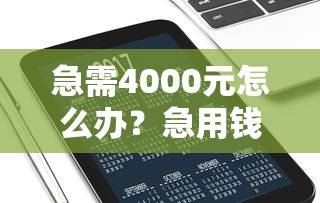 急需4000元怎么办？急用钱哪里可以快速借到试试这5个无门槛平台
