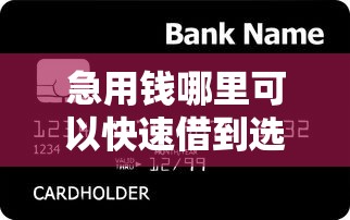 急用钱哪里可以快速借到选哪个平台？5个黑户可快速办理小额贷款业务的软件推荐