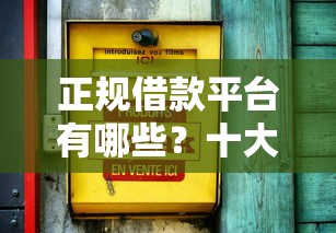 正规借款平台有哪些？十大2025新口子不看征信推荐