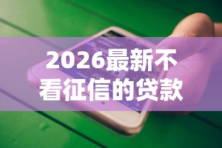 2026最新不看征信的贷款平台（支持微信），6个2025高炮双黑逾期必下款口子无私分享