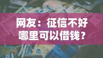 网友：征信不好哪里可以借钱？求介绍几款芝麻信用贷款平台